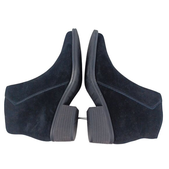 Booties Block Heel Side Zip Black Womens Size 7 White Mountain Suede Oval Toe - Picture 10 of 11